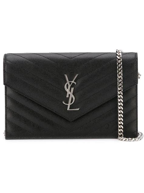 monogram chain wallet ysl black|YSL monogram quilted wallet.